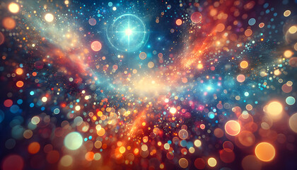 for advertisement and banner as Bokeh Brilliance A vibrant bokeh effect that brings life to the backdrop with sparkling circles of light. in abstract digital wallpapers theme ,Full depth of field, hig - obrazy, fototapety, plakaty