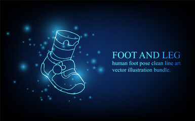 Human foot line, foot and leg, knee and toe, digital business concept, futuristic digital innovation background vector illustration.