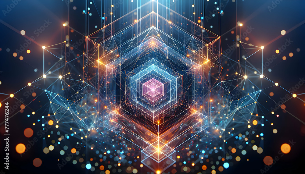 Aufkleber for advertisement and banner as geometric glow geometric shapes glow with an inner light creating a 