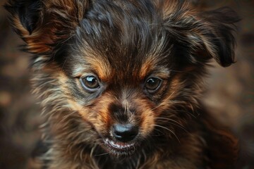 An irresistibly cute puppy bares its tiny teeth in a feisty growl
