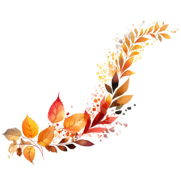 recommend clip art: Fall leaves corner border. Autumn watercolor