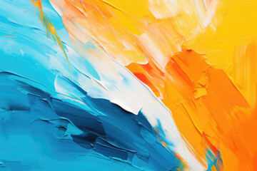 Dynamic blend of blue and orange paint textures. Perfect for modern art, backgrounds, and creative...