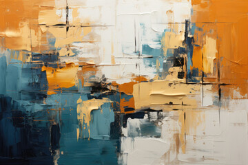 Textured abstract art with a blend of orange and blue strokes. Perfect for modern spaces, art...