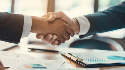 A close-up of a handshake between an entrepreneur and an investor, sealing a deal for mutual growth and success