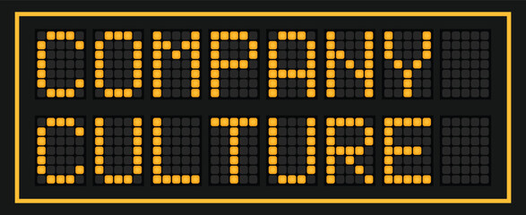 Orange color led banner in word company culture on black background