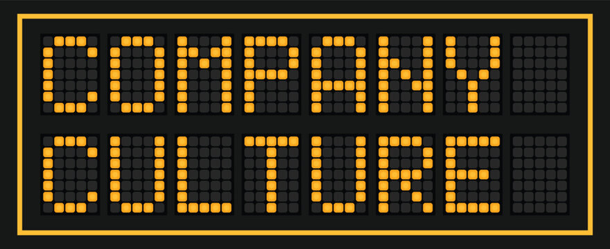 Orange color led banner in word company culture on black background