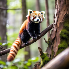 red panda in tree
