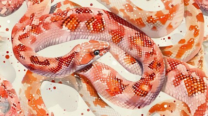 A colorful illustration of a corn snake with an intricate pattern - obrazy, fototapety, plakaty