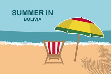 Summer in Bolivia, beach chair and umbrella, vacation or holiday