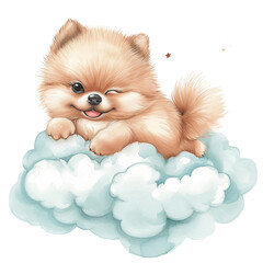 Pomeranian Watercolor Portrait