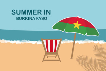 Summer in Burkina Faso, beach chair and umbrella, vacation or holiday
