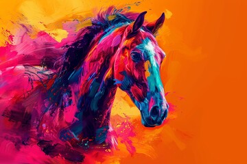 Colorful abstract artwork depicting a horse in the style of Fauvism created using AI technology.