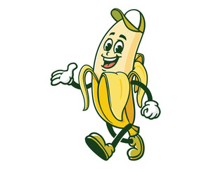 Banana wear a hat cartoon mascot illustration character vector clip art hand drawn 