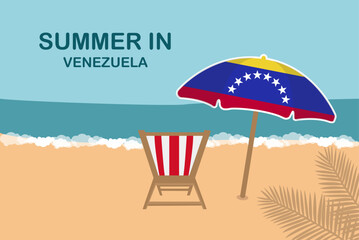 Summer in Venezuela, beach chair and umbrella, vacation or holiday