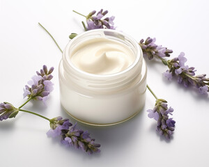 Jar with cosmetic cream.