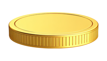 gold coin isolated on transparent background cutout