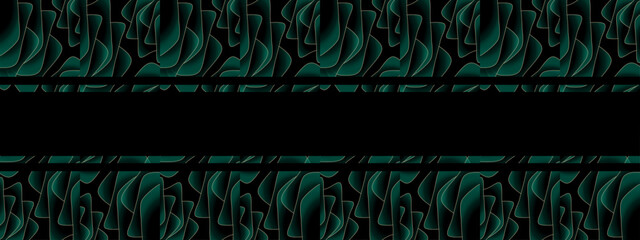 abstract magical technical futuristic background with waves and elements, dark natural atmosphere, modern futuristic design in black and dark green, dark wallpaper, seamless pattern in 3d with curves