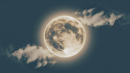 Obraz na płótnie Canvas Moon and clouds, AI 