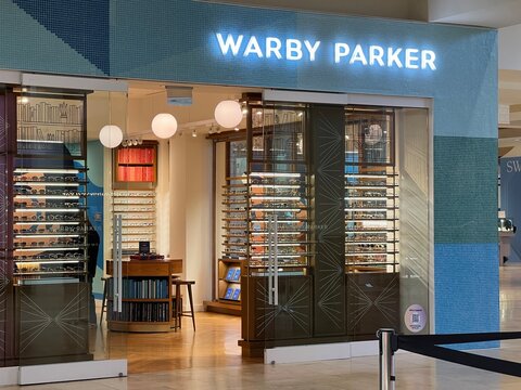 The Warby Parker store in the SouthPark Mall in Charlotte, NC