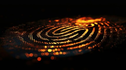 futuristic digital processing of biometric fingerprint scanner. concept of surveillance and security scanning of digital programs and fingerprint biometrics. cyber futuristic applications, future.