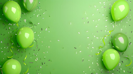 Green balloons composition background - Celebration design banner - Powered by Adobe