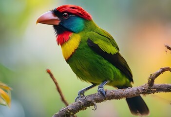Obraz premium Beauty of the Brown-headed Barbet