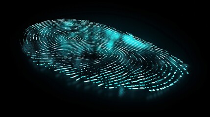 futuristic digital processing of biometric fingerprint scanner. concept of surveillance and security scanning of digital programs and fingerprint biometrics. cyber futuristic applications, future.