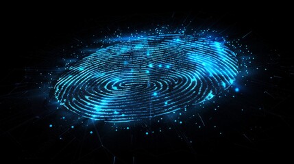 futuristic digital processing of biometric fingerprint scanner. concept of surveillance and security scanning of digital programs and fingerprint biometrics. cyber futuristic applications, future.