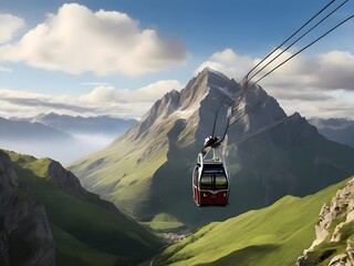 cable car in the mountains - obrazy, fototapety, plakaty