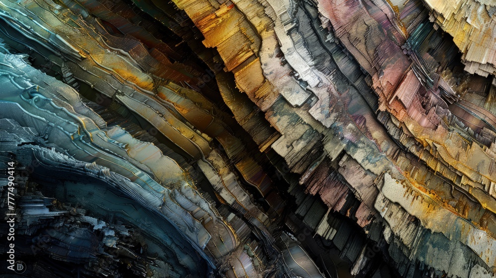 Aufkleber a close-up showcasing the dynamic texture of a multicolored abstract painting. oil and acrylic paint