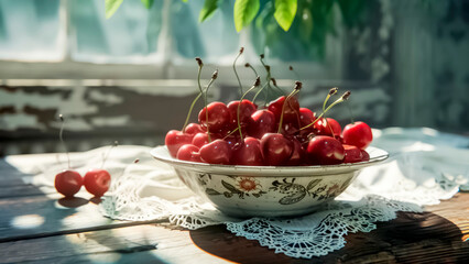 bowl full of cherries - Powered by Adobe