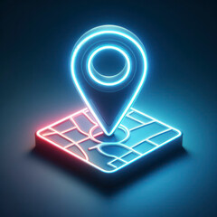 Glowing shape GPS pointer icon on map on a white background