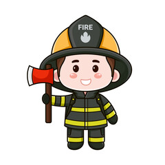 Brave and cute firefighters mascot vector