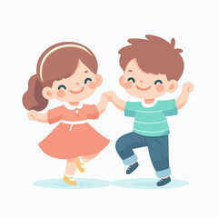 cute kids dancing happily together