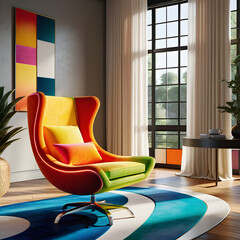 living room with furniture. Sofa design. Generative AI