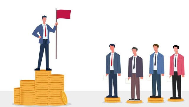 businessman dominating other businesses in monopoly market animation