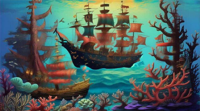 pirate ship in the ocean