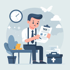 administrative staff checking the amount of tax payment