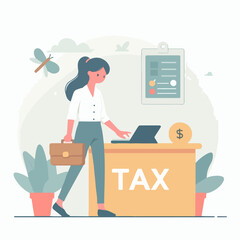 administrative staff checking tax with laptop