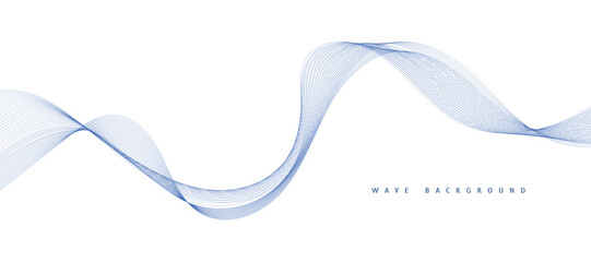 Abstract vector background with blue wavy lines. Blue wave background. Blue lines vector illustration. Curved wave. Abstract wave element for design.
