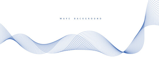 Abstract vector background with blue wavy lines. Blue wave background. Blue lines vector illustration. Curved wave. Abstract wave element for design.
