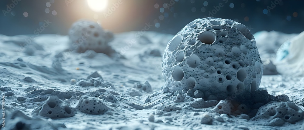 Poster utilizing asteroid materials in a d printer to fabricate space station components. concept space tec