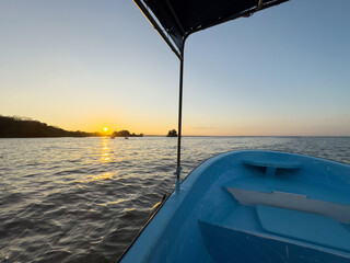 Sunset on lake boat tour