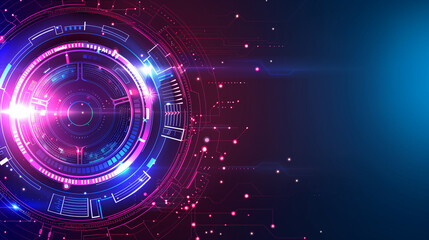Obraz premium Futuristic technology background, bright holographic swirl circle.
