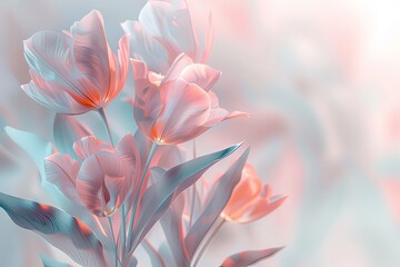 3D rendering abstract fairy tulip flowers
