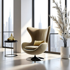 modern living room interior with armchair. Sofa design.Generative AI