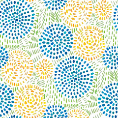 Seamless pattern - decorative  embroidery. Hand-drawn illustration. Use for textile design,wrapping paper, wallpaper, web page background - 777500425