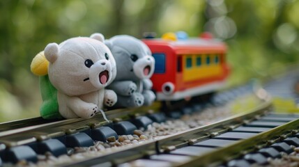 animals on a toy train