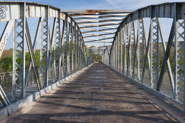 bridge, structure, building, metal, gray, passage, crossing, lan