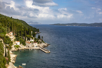 Trsteno village by the Adriatic sea on the Dalmatian coast, Croatia
